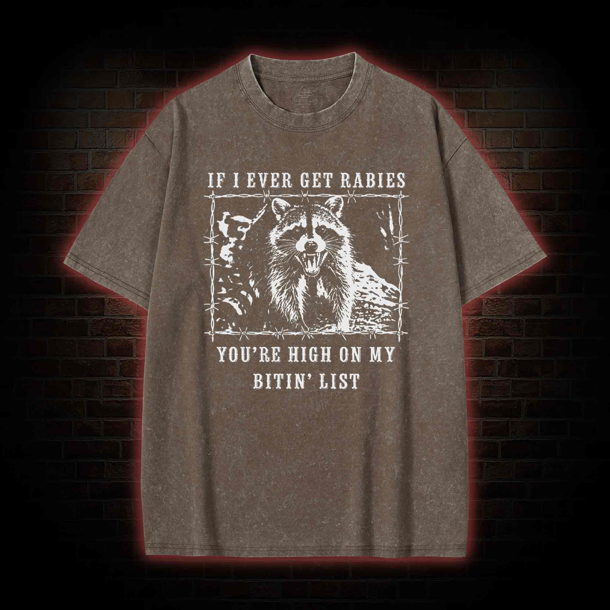 Funny Raccoon Rabies Washed T-shirt