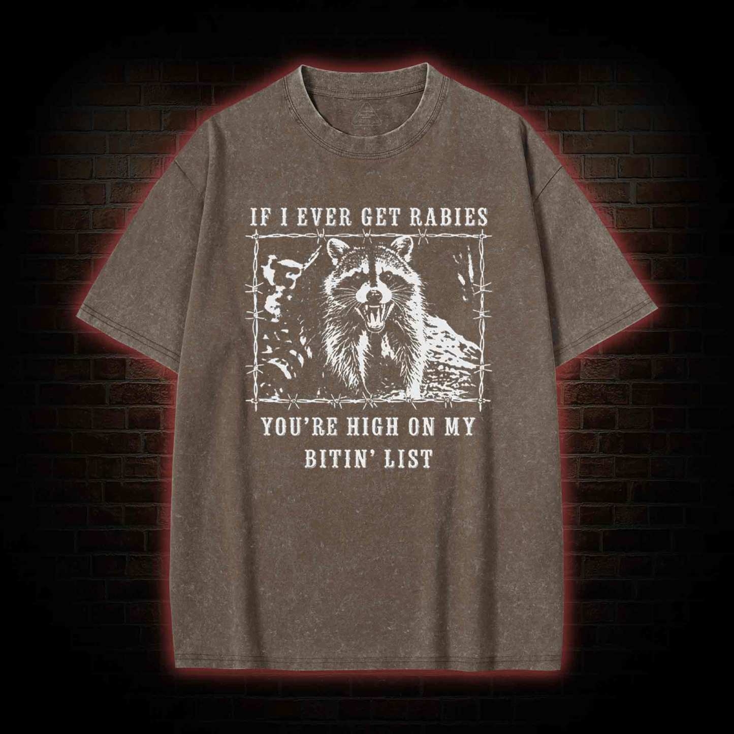 Funny Raccoon Rabies Washed T-shirt