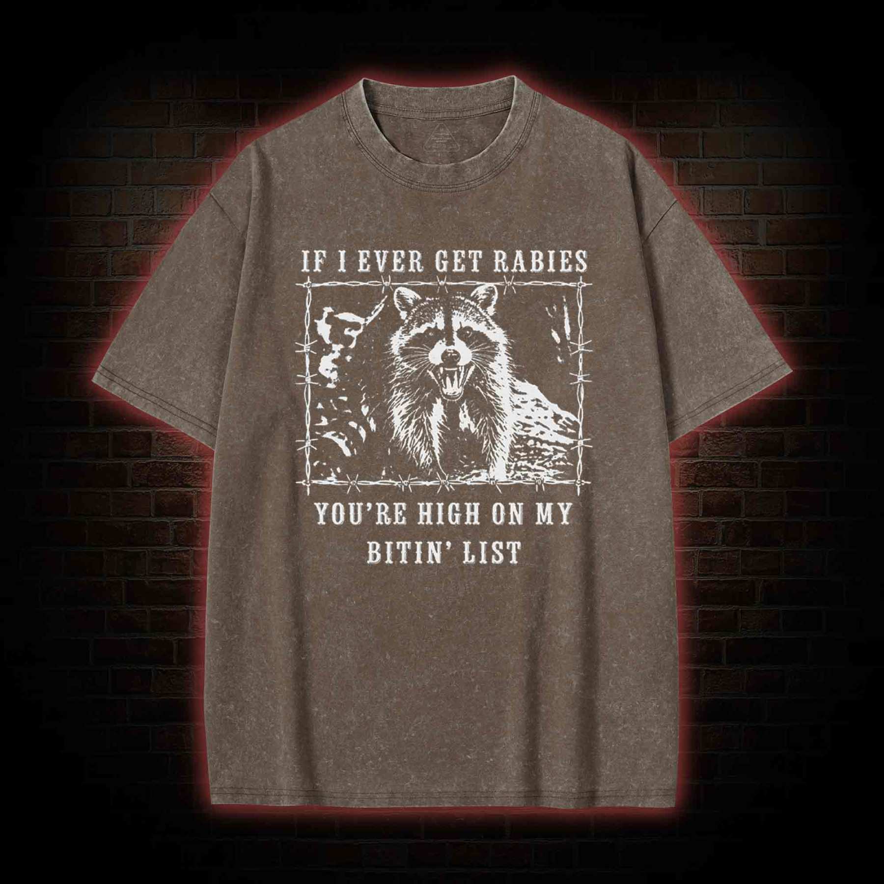 Funny Raccoon Rabies Washed T-shirt