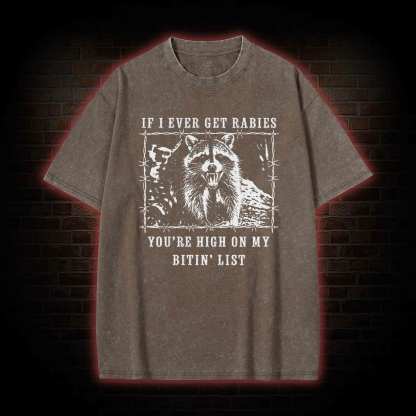 Funny Raccoon Rabies Washed T-shirt
