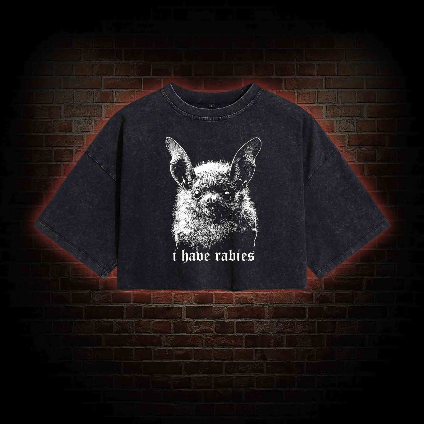 I Have Rabies Bat Washed Cropped T-shirts