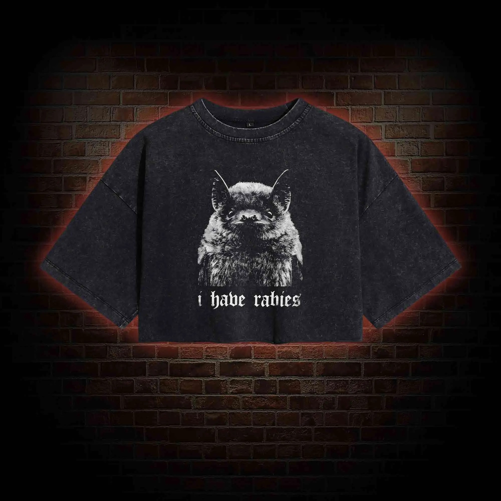 I Have Rabies Washed Cropped T-shirts