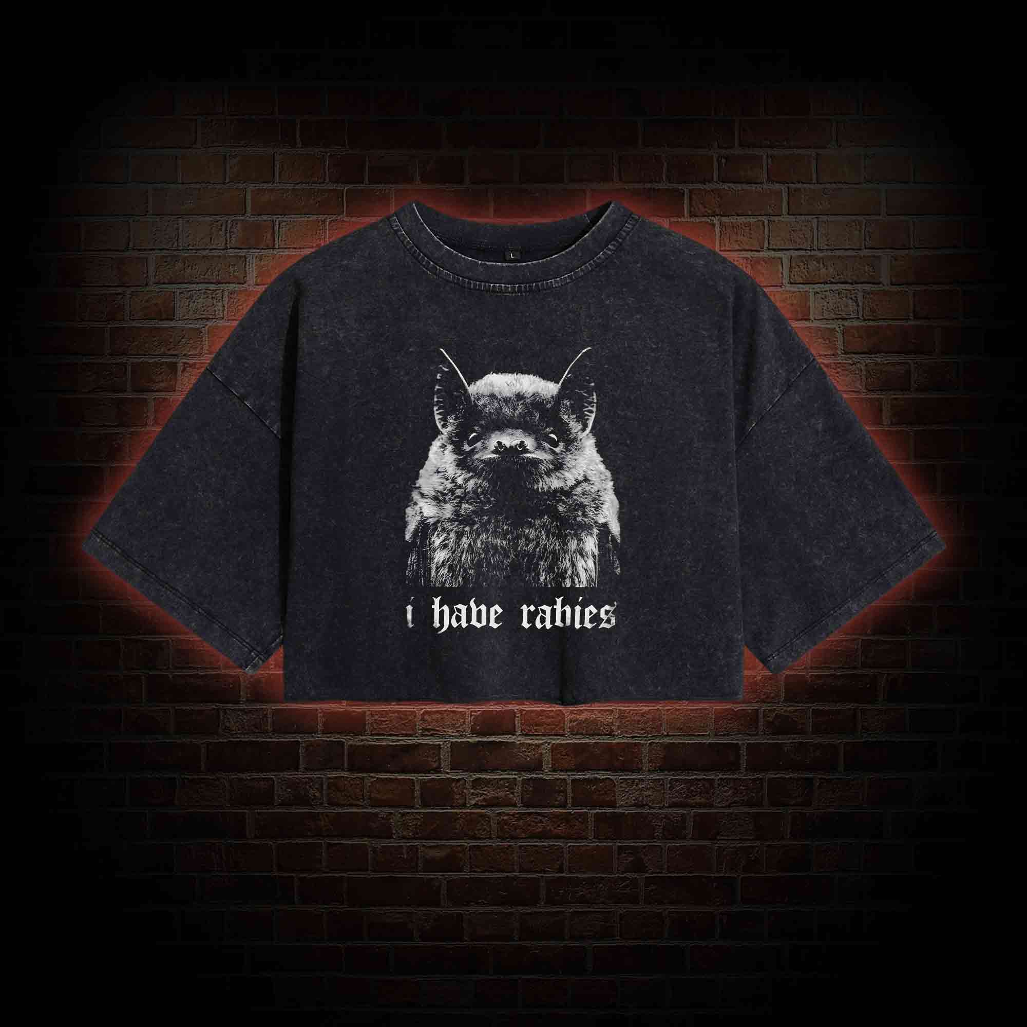 I Have Rabies Washed Cropped T-shirts