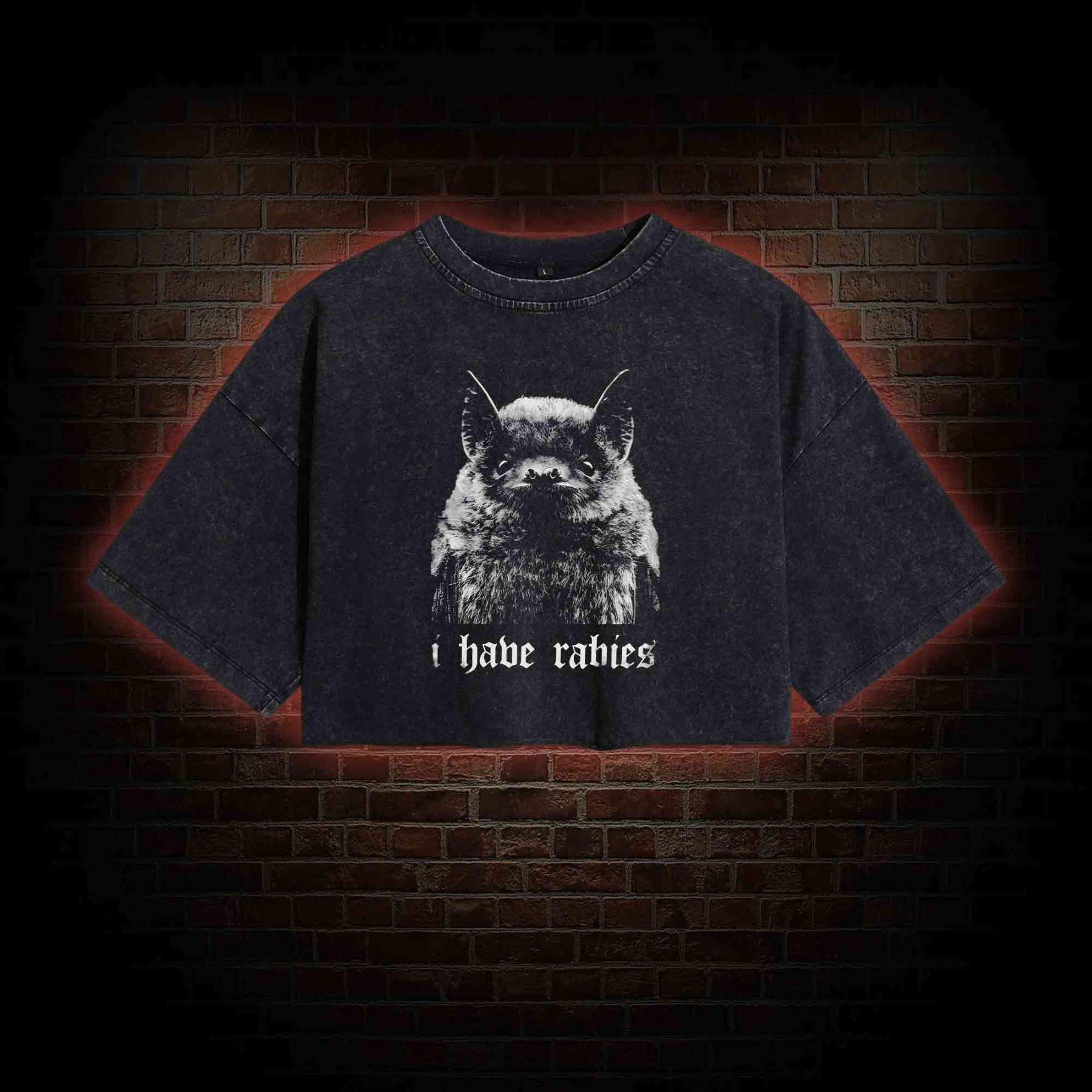 I Have Rabies Washed Cropped T-shirts