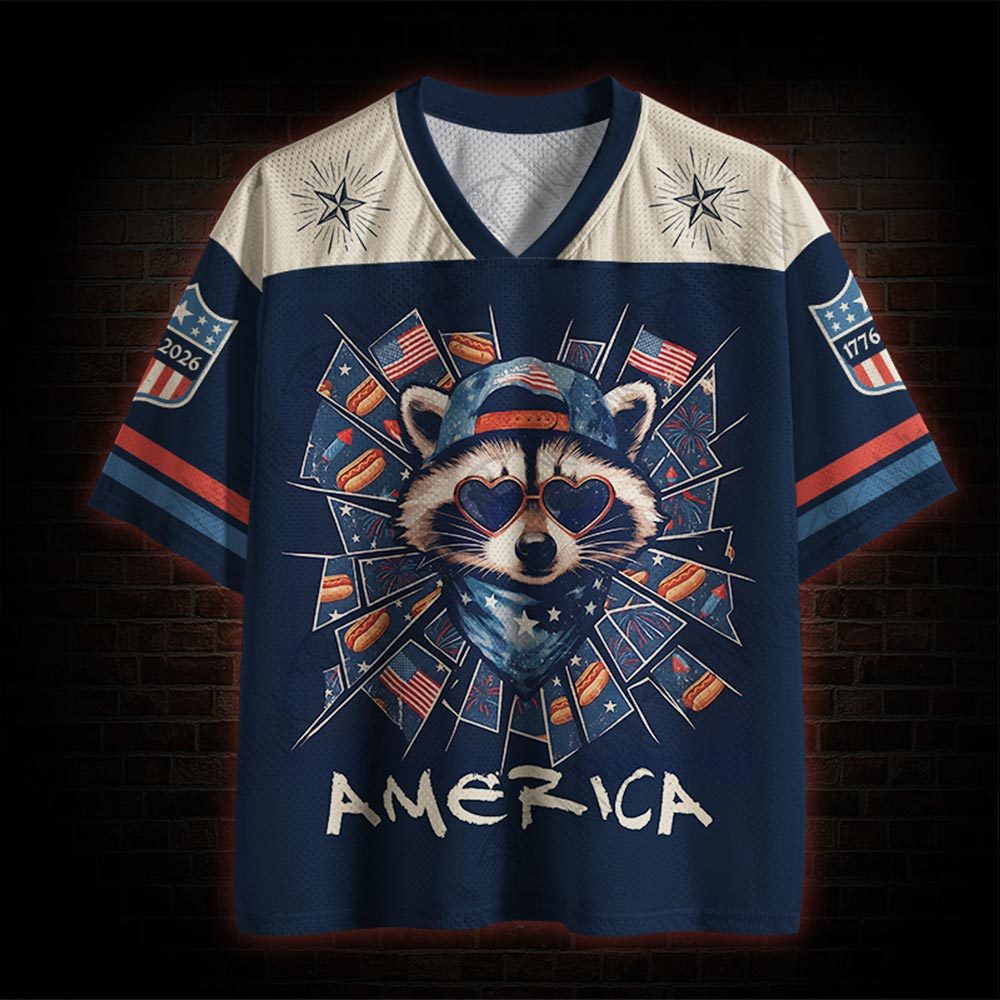America Raccoon Hot Dog Mesh Jersey