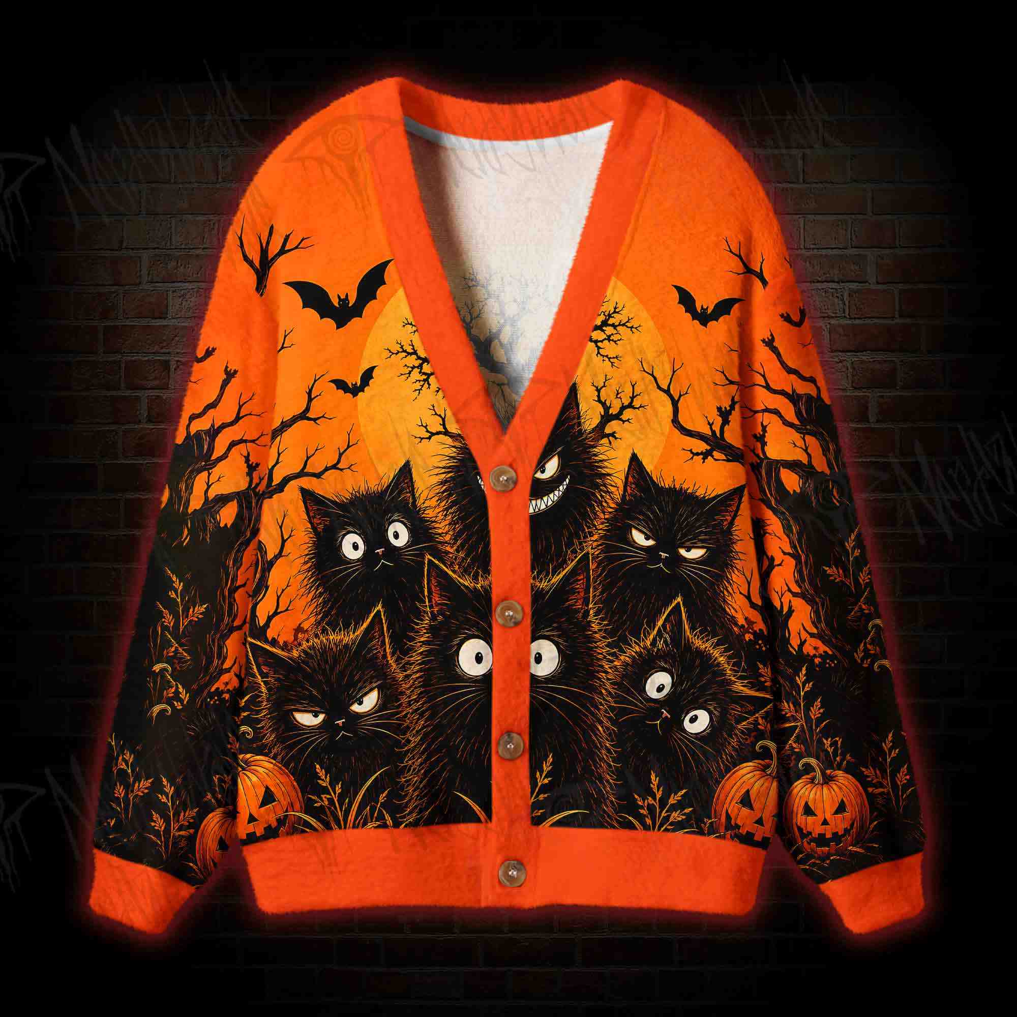 Pumpkin Cat Coven Cardigan Sweater