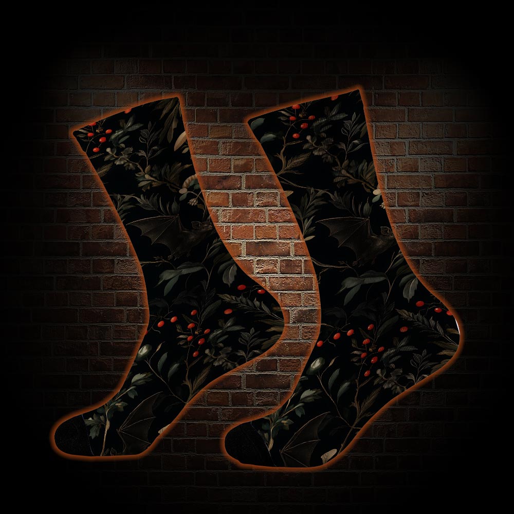 Vintage Botanical Bat Vine Floral Socks