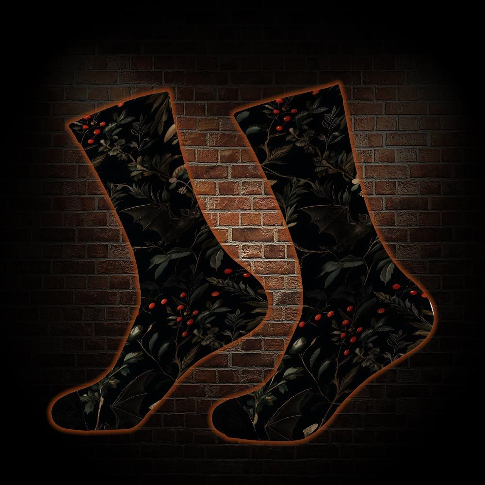 Vintage Botanical Bat Vine Floral Socks