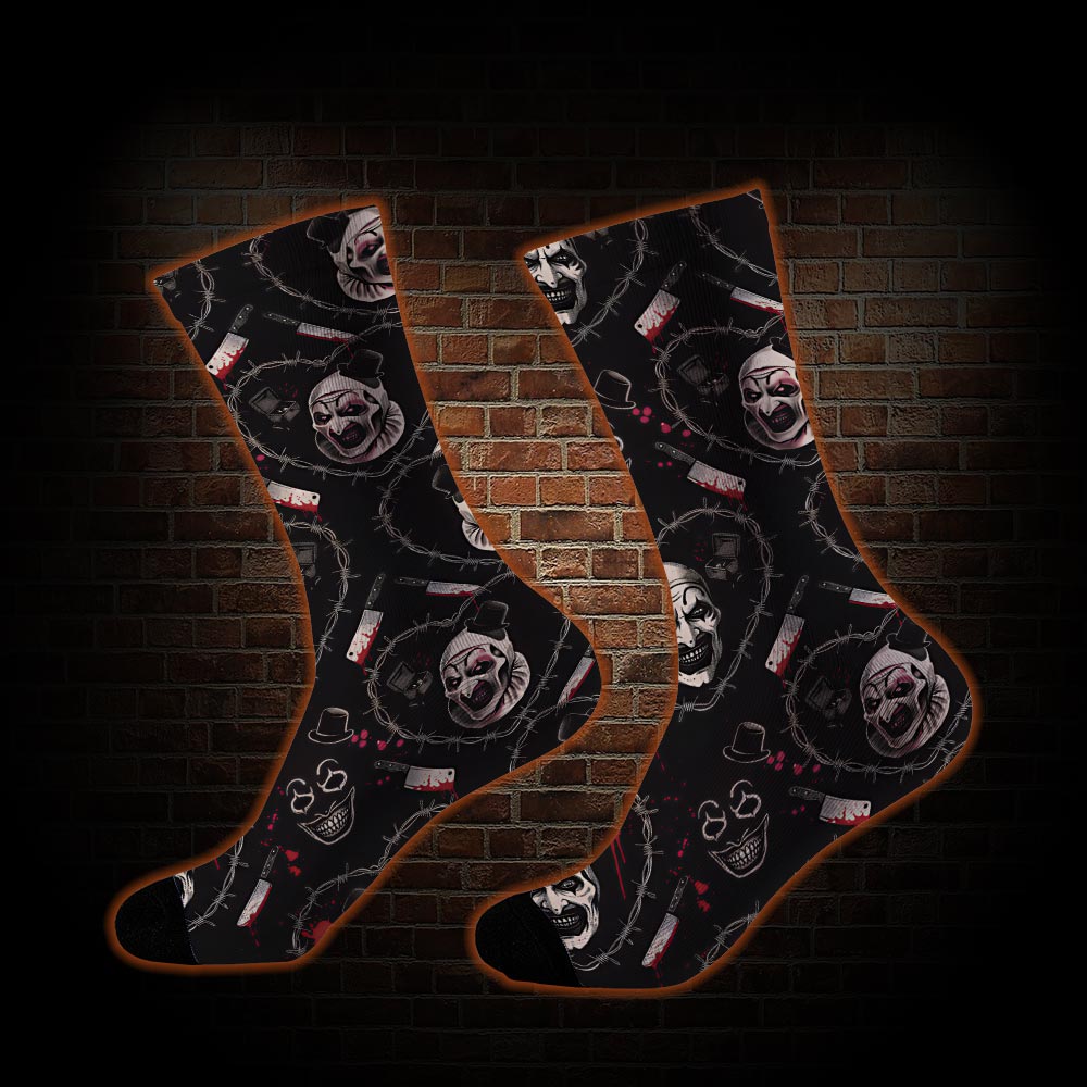 Barbed Wire Horror Clown Socks