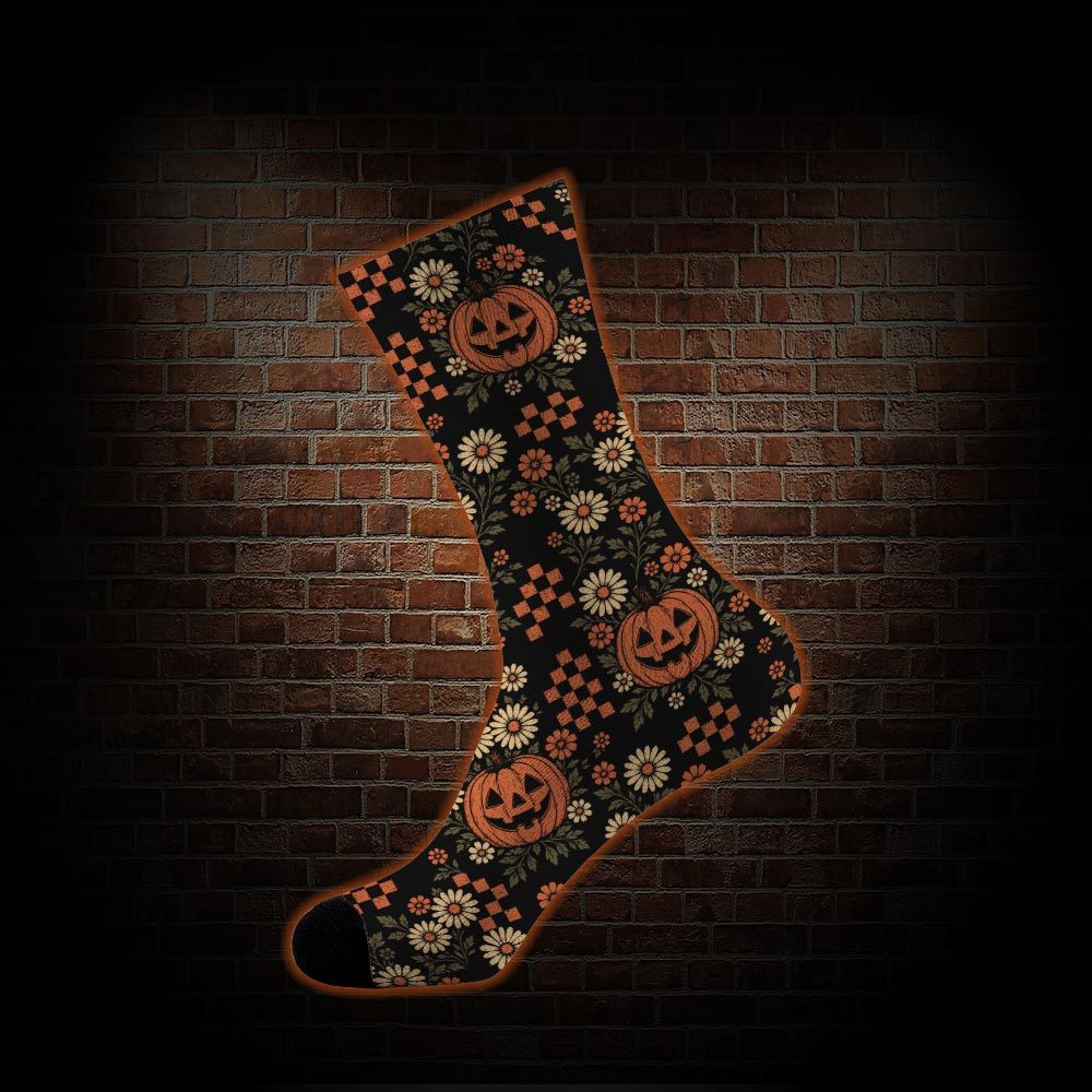 Retro Floral Pumpkin Socks