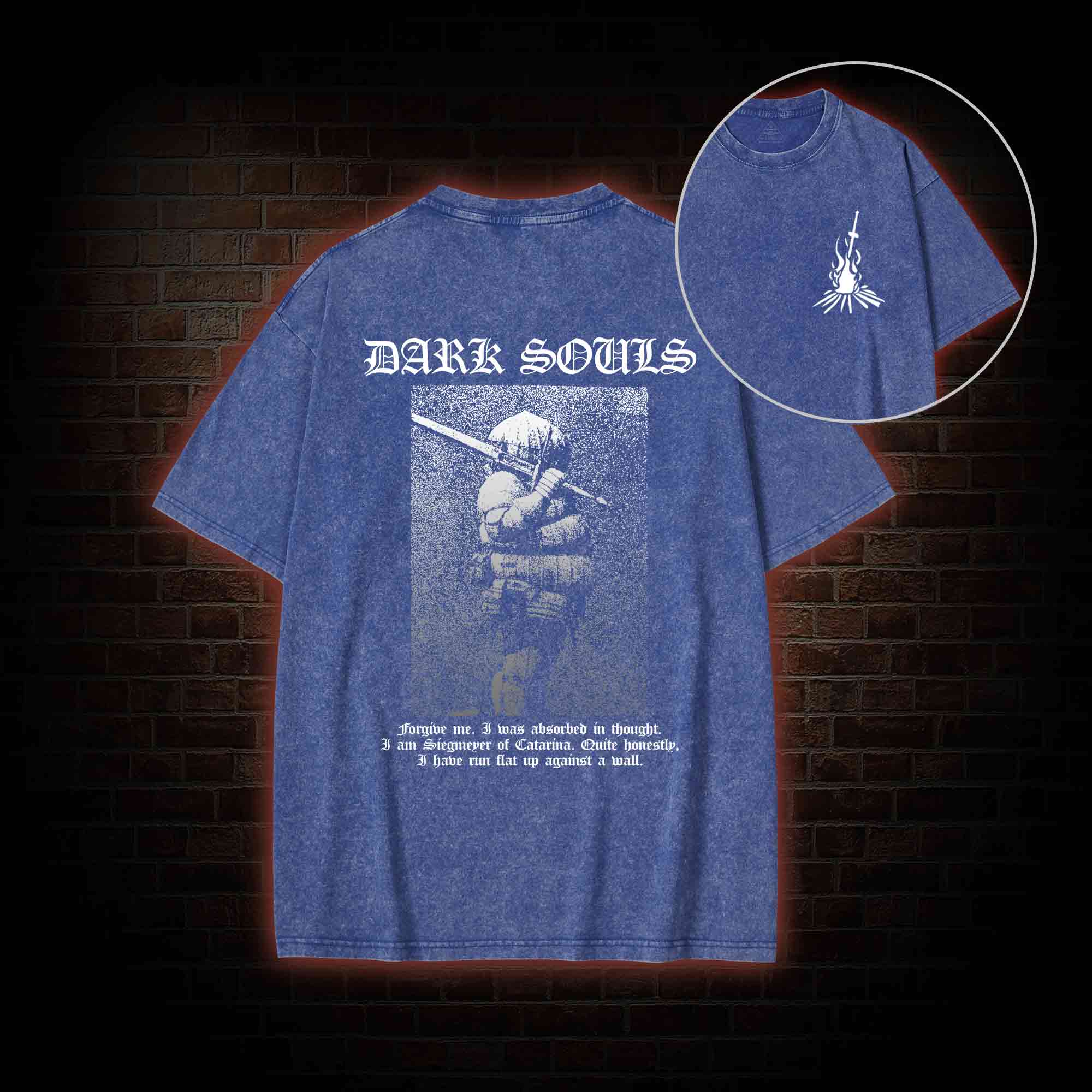 Onion Knight Back Print Washed T-shirt