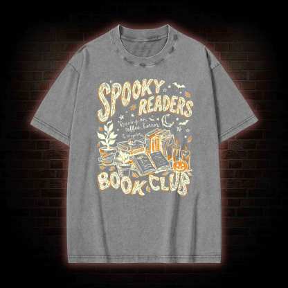 Spooky Readers Book Club Halloween Washed T-shirt