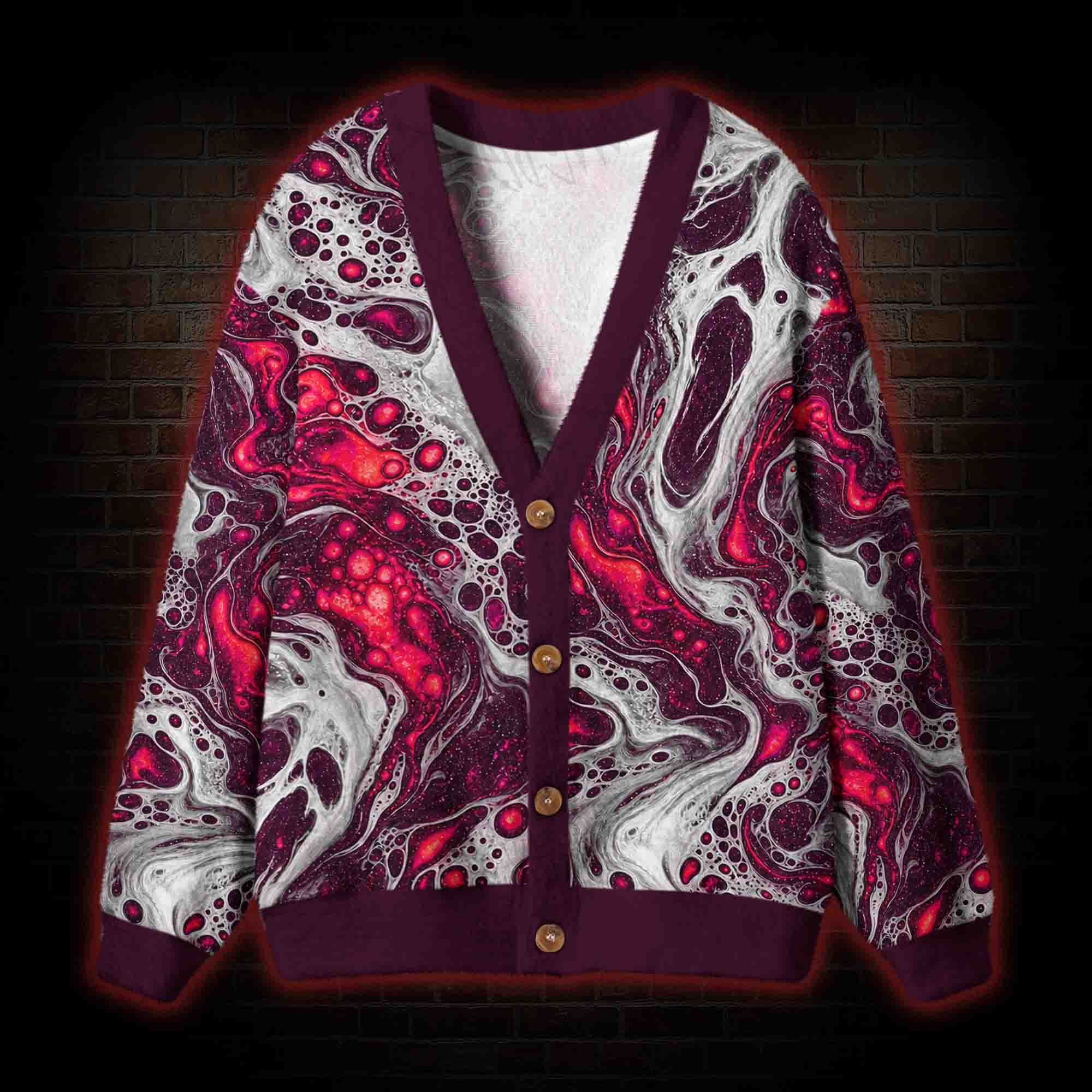 Blood Swirl Cardigan Sweater