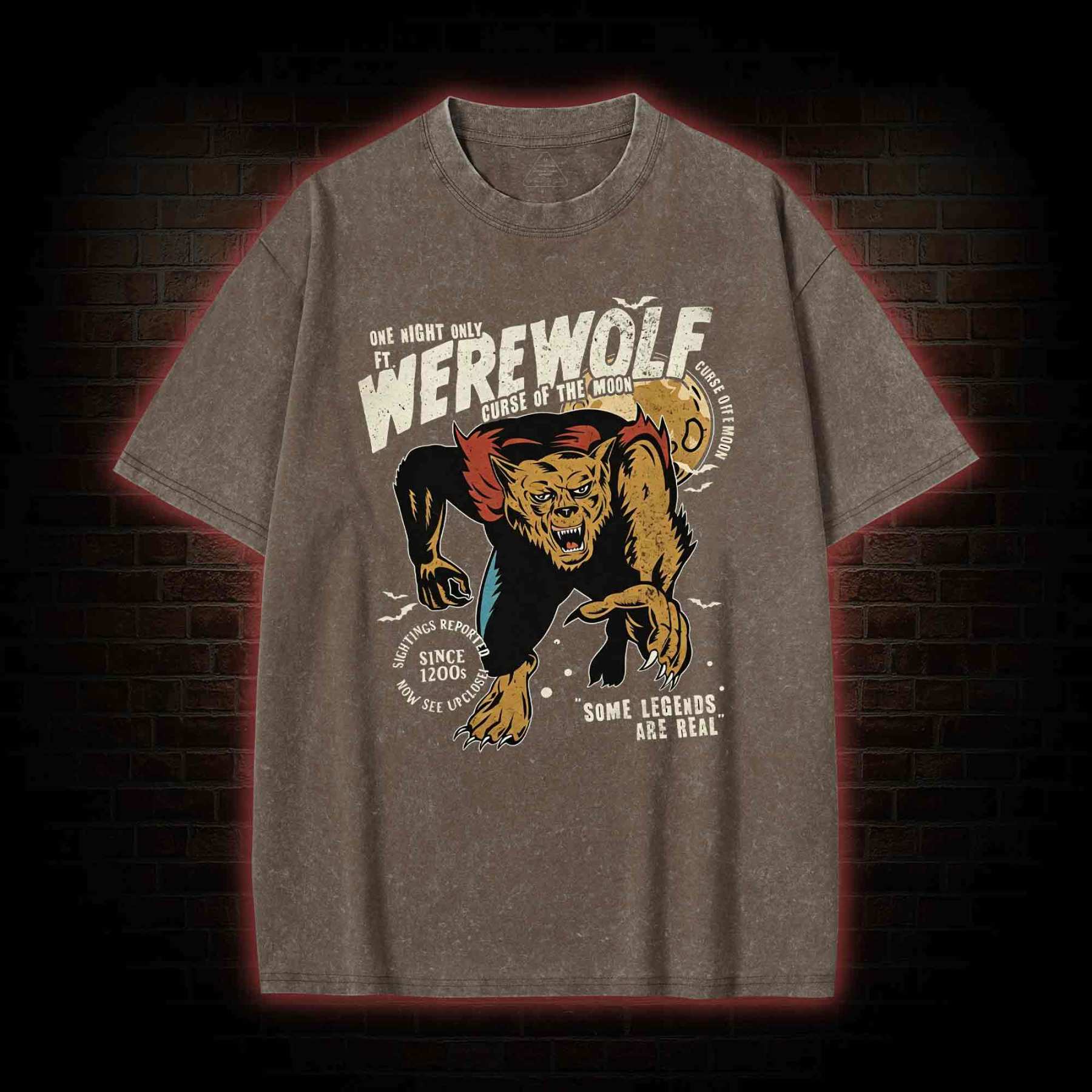 Vintage Halloween Werewolf Washed T-shirt