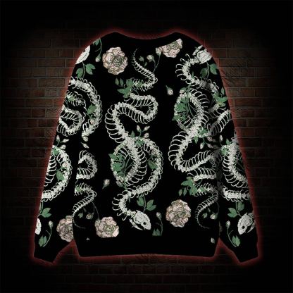 Flowers and Snake Skeleton Cardigan Sweater