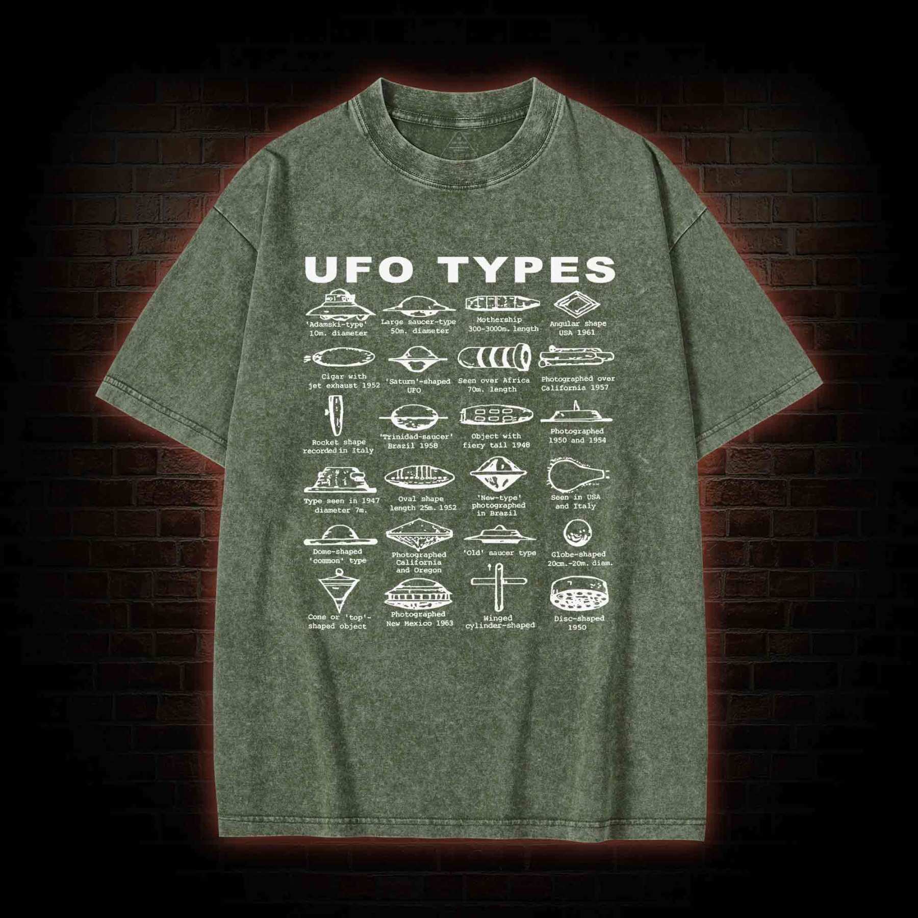 UFO Types Washed T-shirt