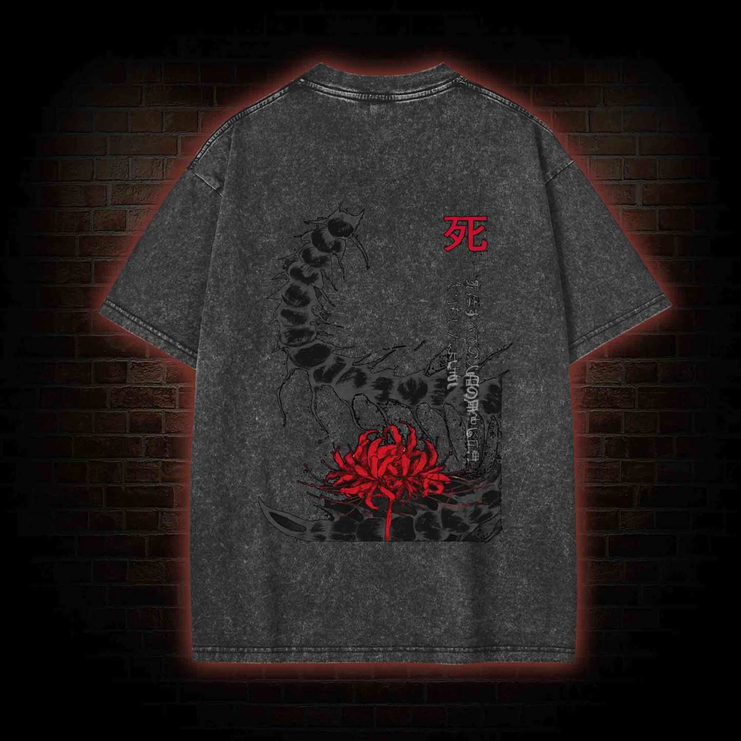 3304 Back Print Washed T-shirt