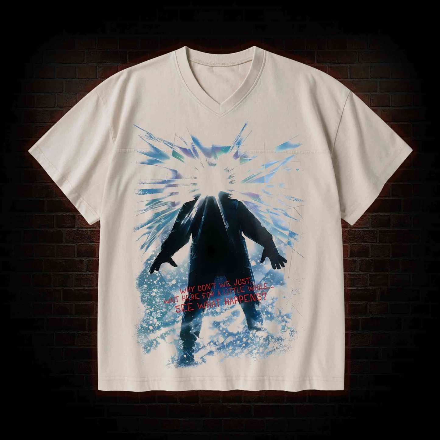 Retro The Thing V-Neck Streetwear Washed T-shirt