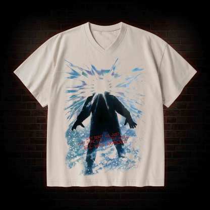 Retro The Thing V-Neck Streetwear Washed T-shirt