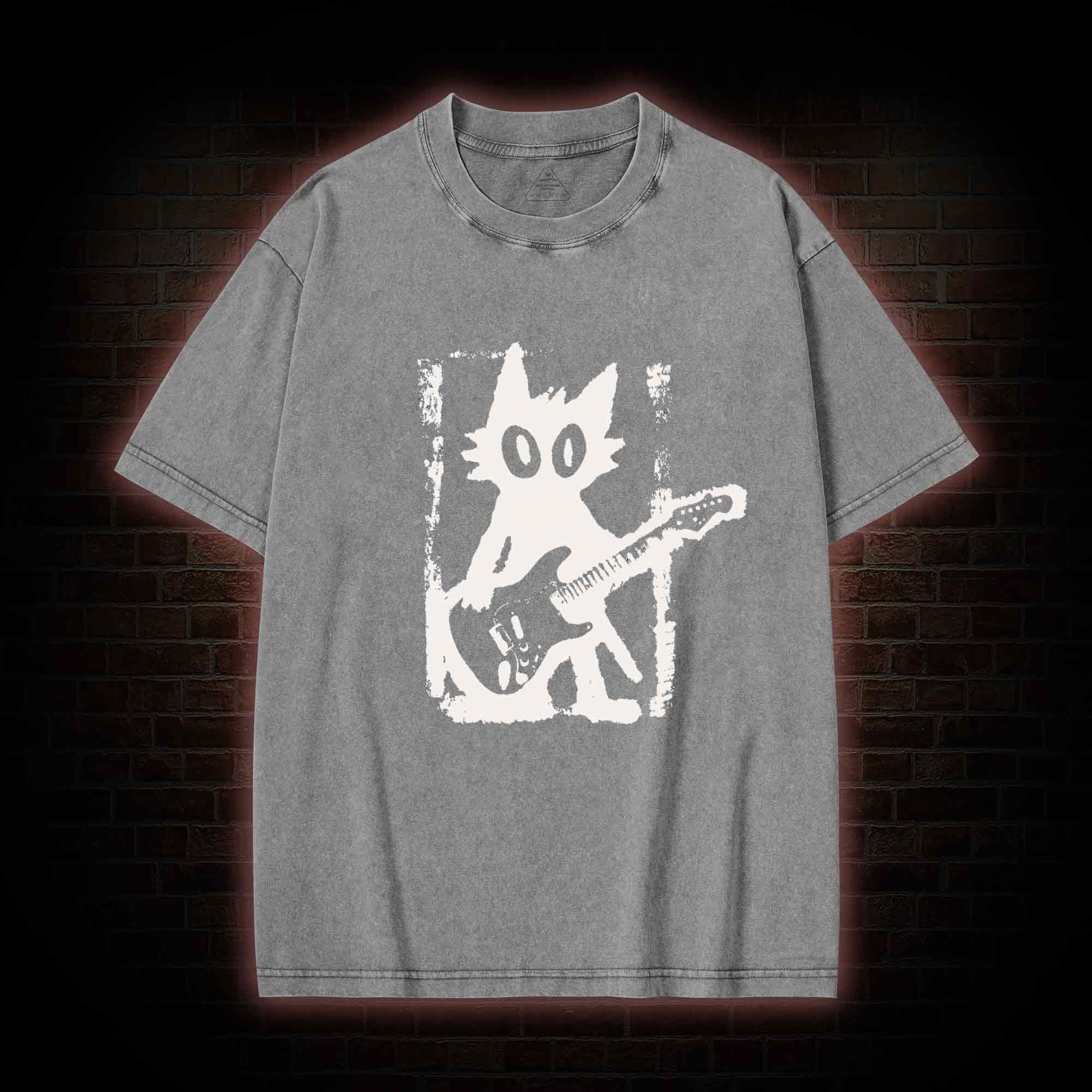 Rock and Roll Cat Washed T-shirt