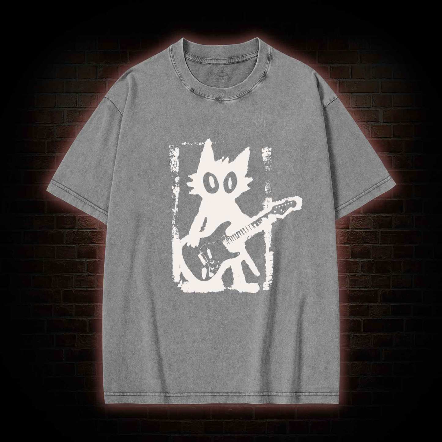 Rock and Roll Cat Washed T-shirt