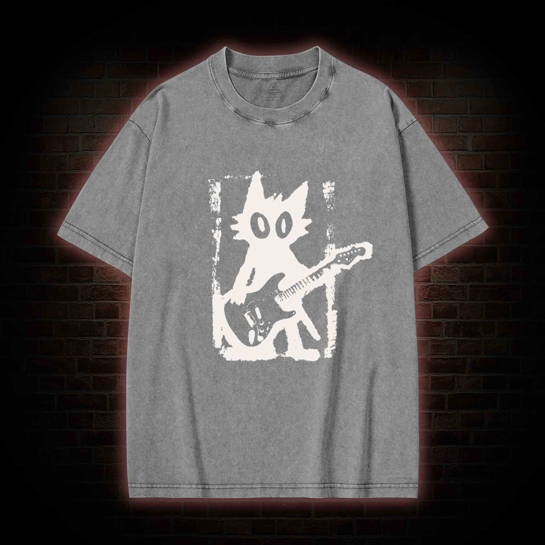 Rock and Roll Cat Washed T-shirt