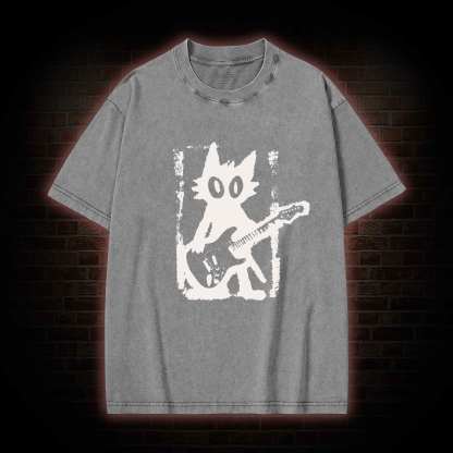 Rock and Roll Cat Washed T-shirt