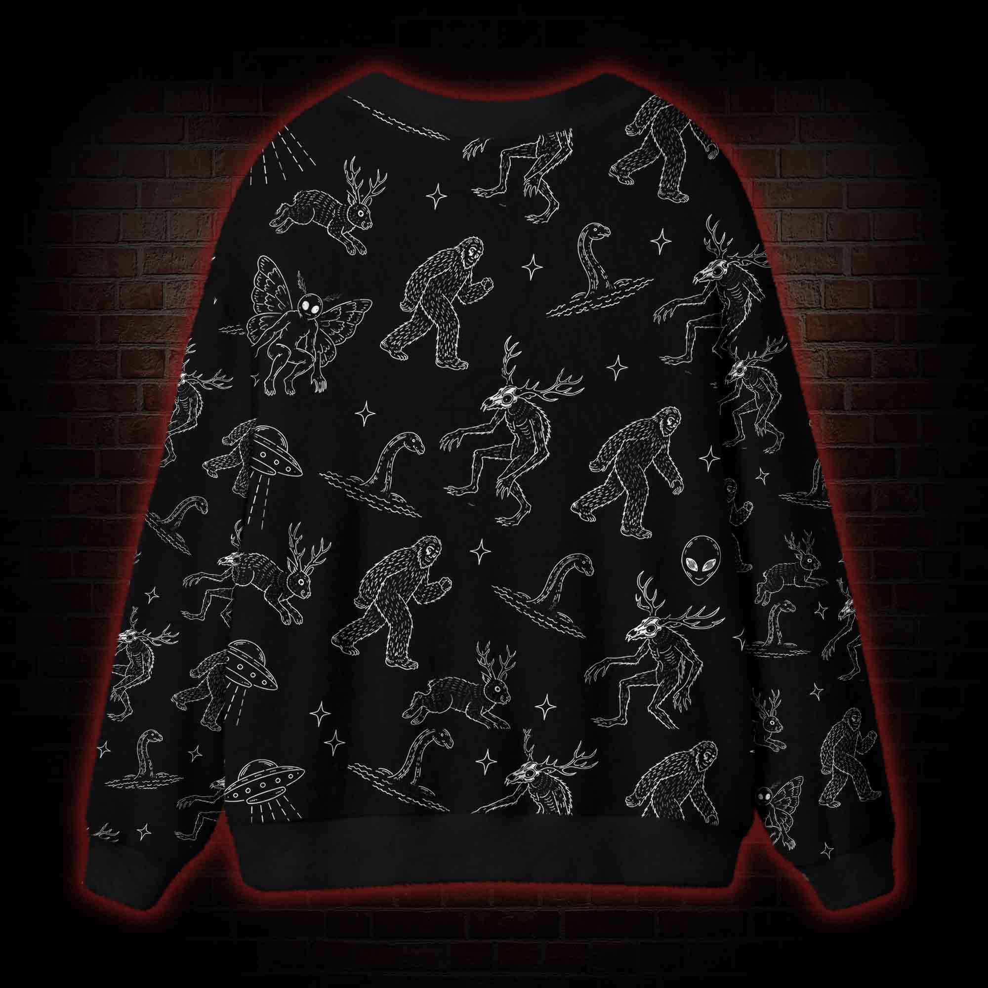 Cryptid UFO Doodle Cardigan Sweater