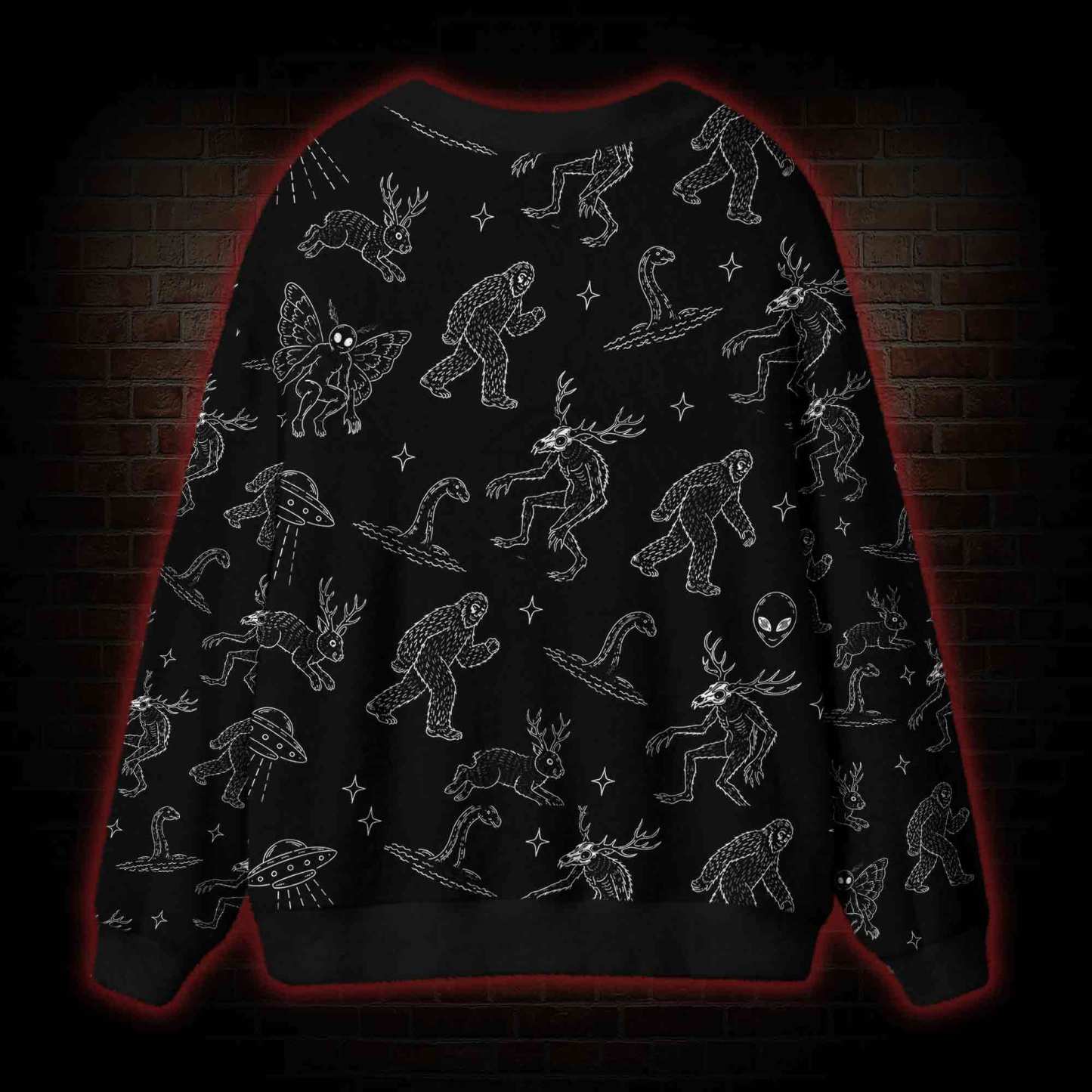 Cryptid UFO Doodle Cardigan Sweater