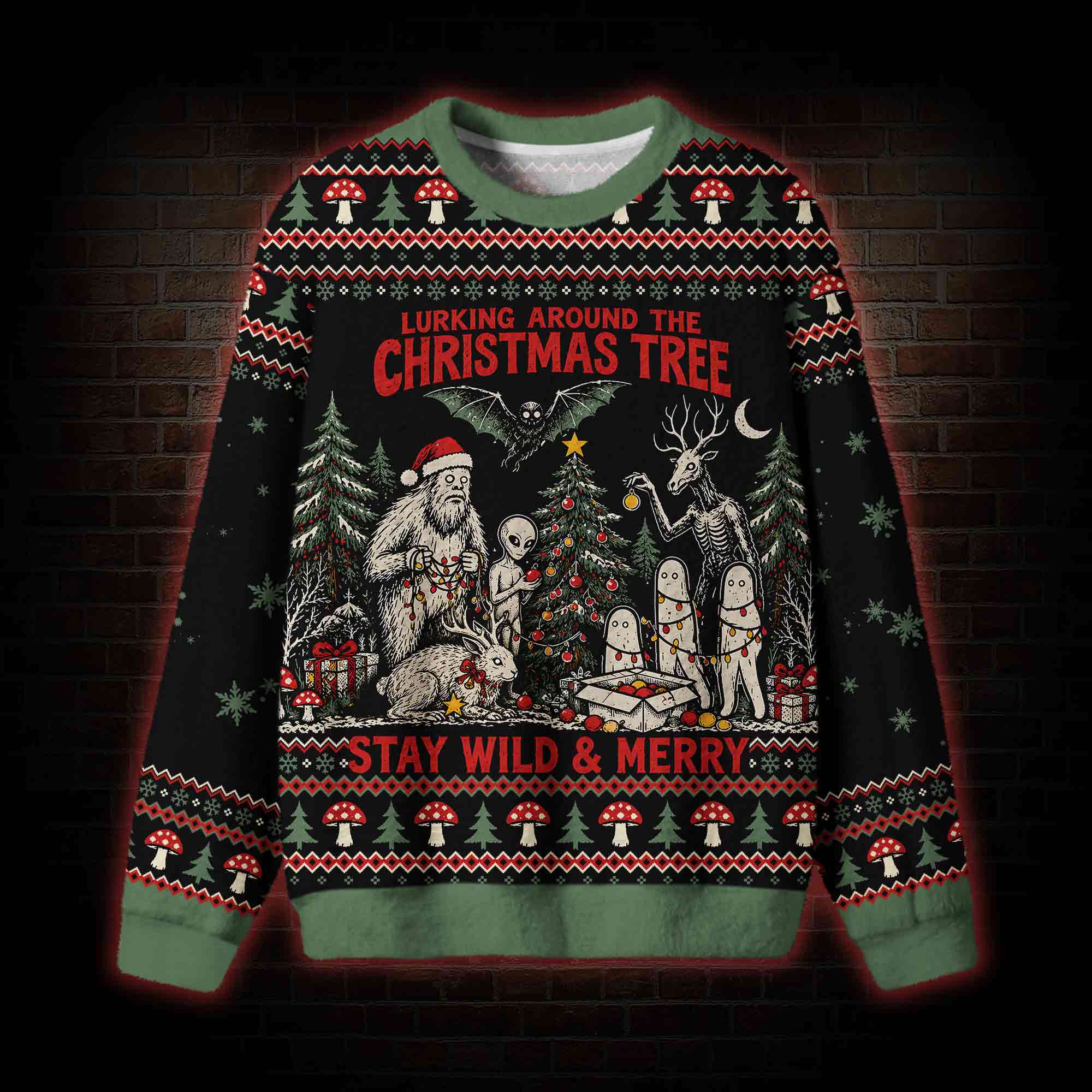 Lurking Christmas Tree Ugly Sweatshirts