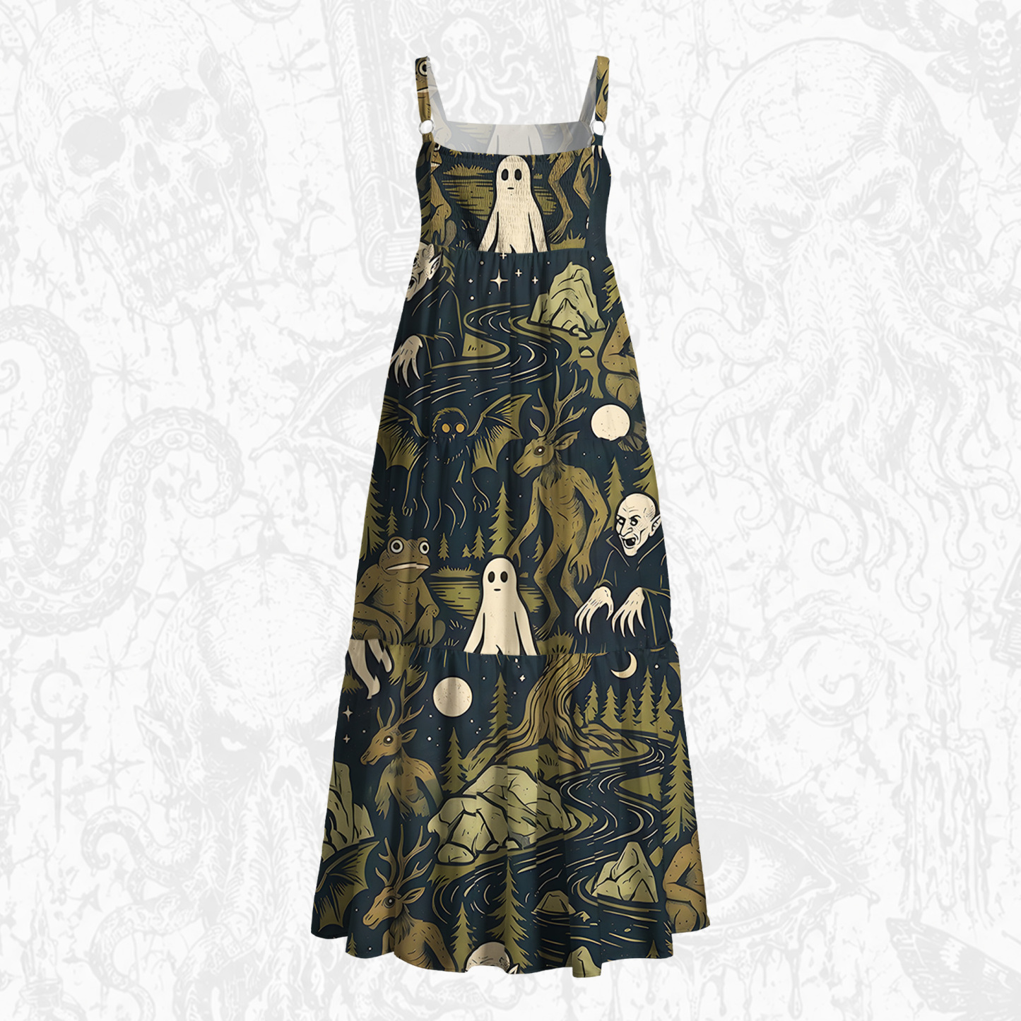 Cryptid Forest Wide Straps Maxi Dress