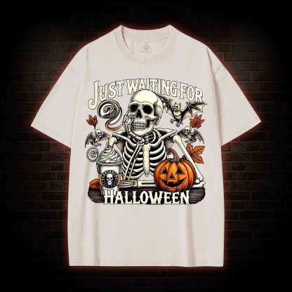 Just Waiting for Halloween Washed T-shirt