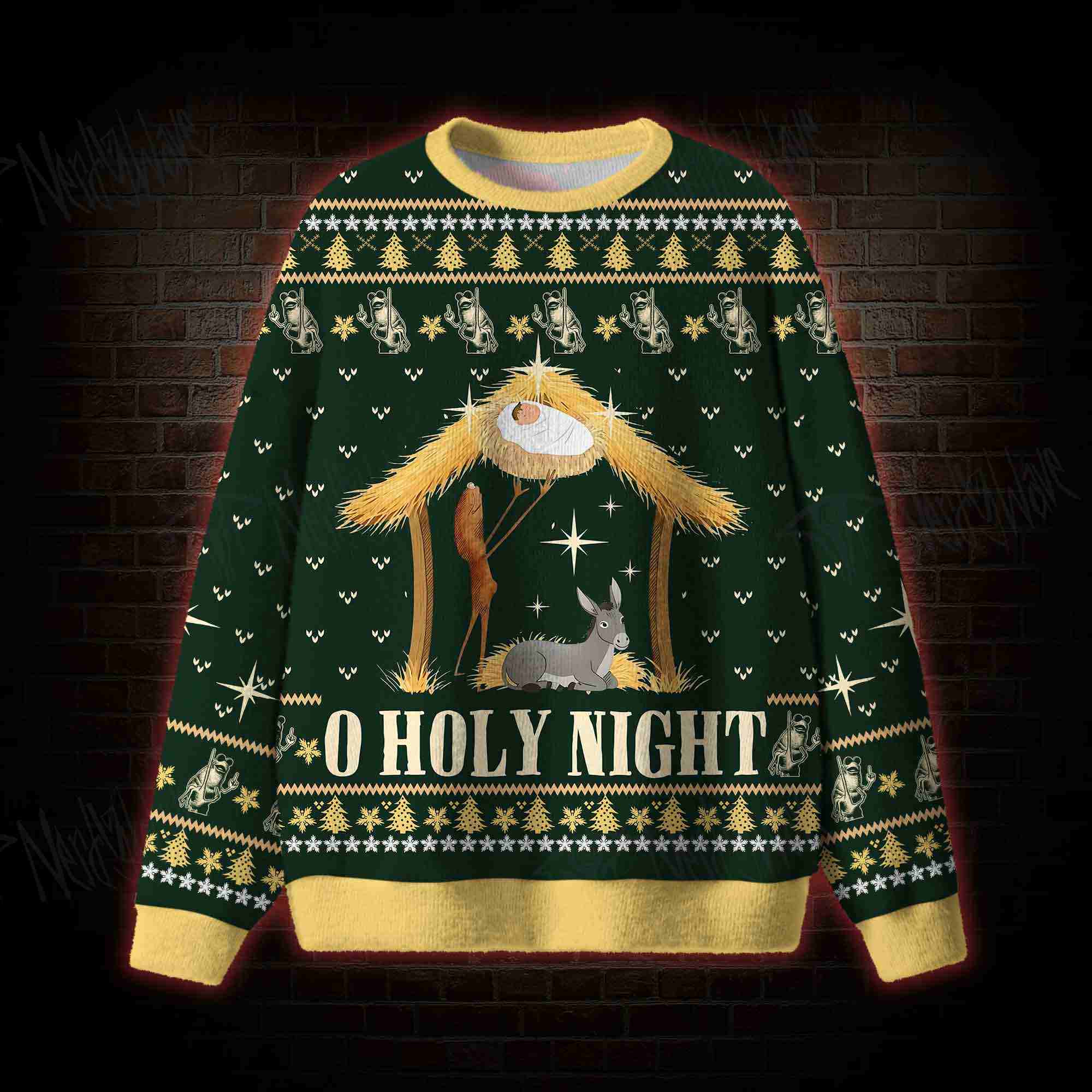 O Holy Night Skeleton Ugly Sweatshirts
