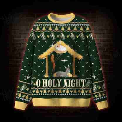 O Holy Night Skeleton Ugly Sweatshirts