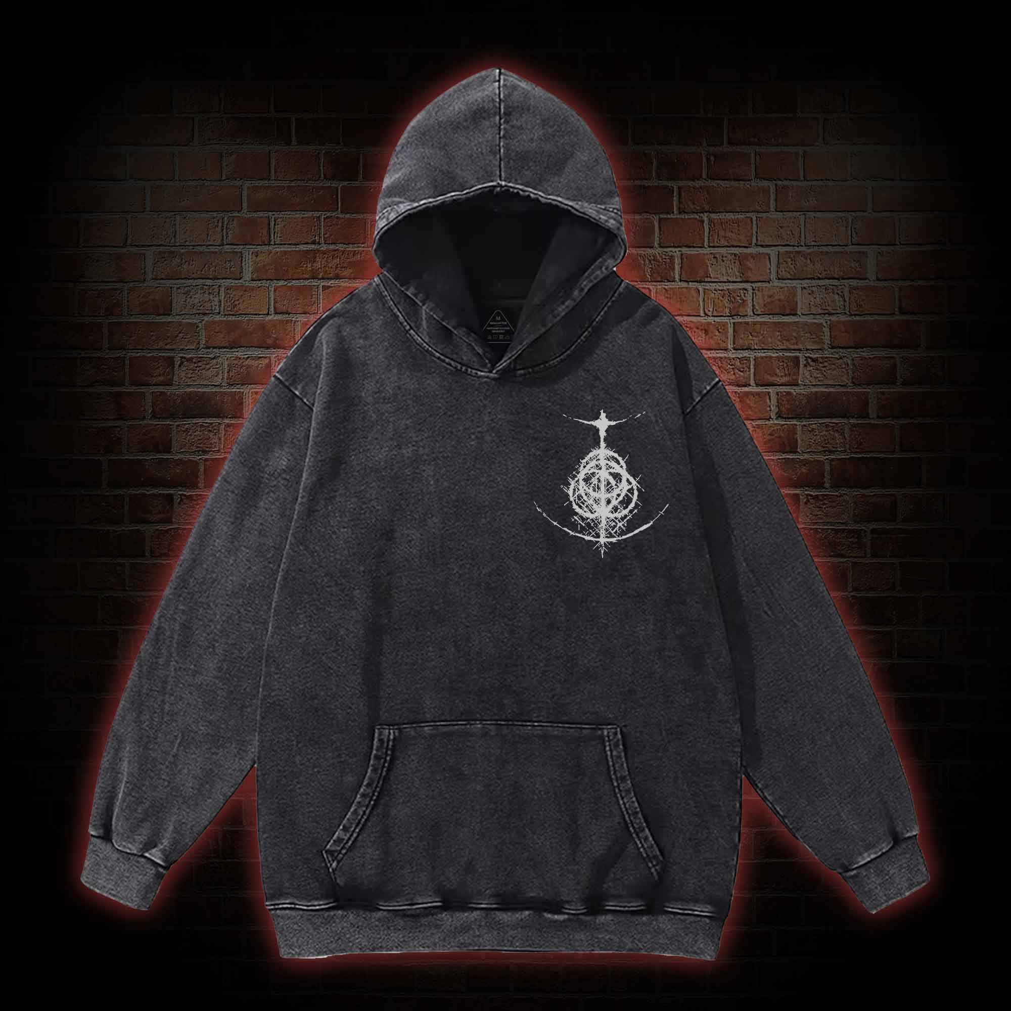 Forgive Me Back Print Washed Hoodie