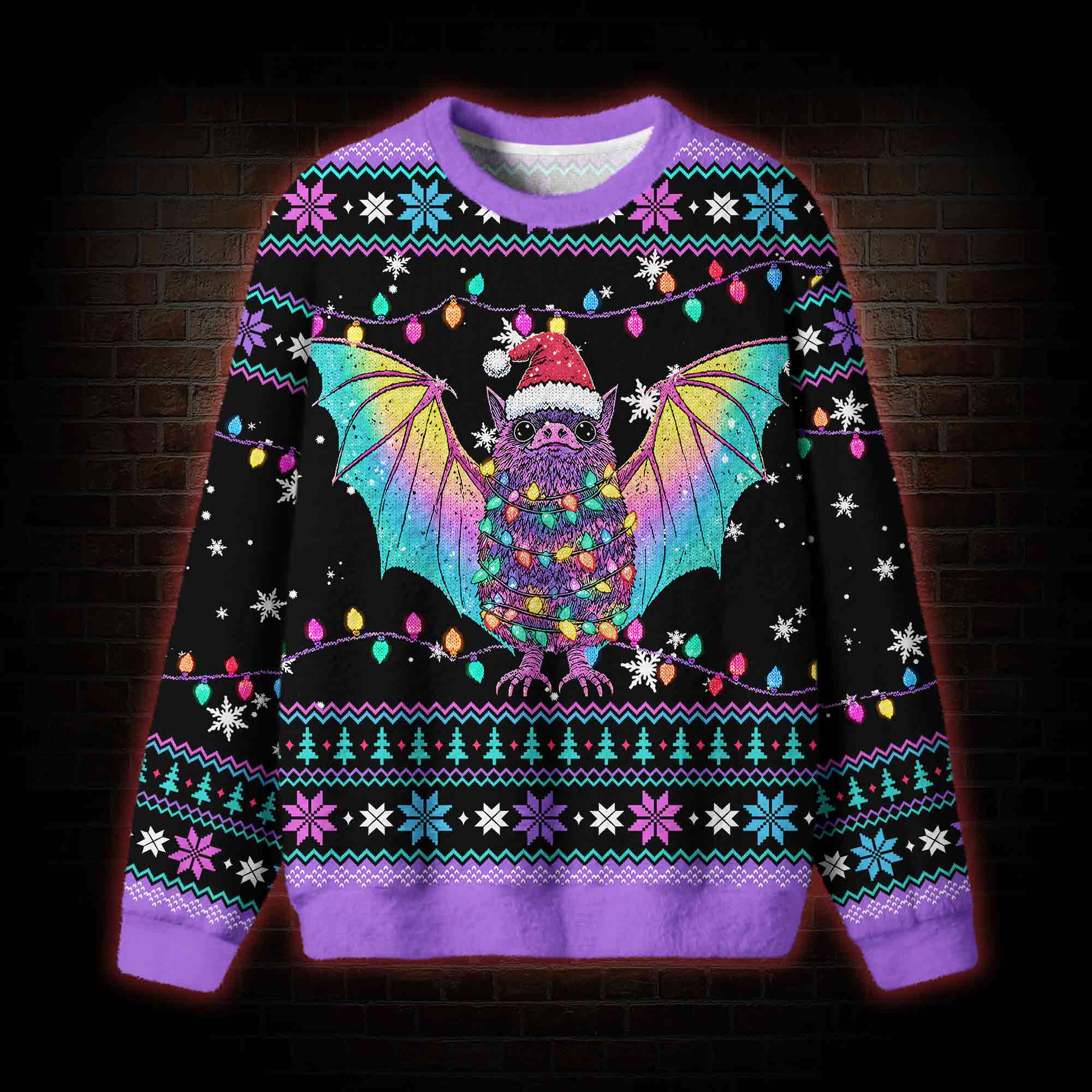 Cosmic Bat Christmas Ugly Sweatshirts