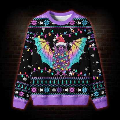 Cosmic Bat Christmas Ugly Sweatshirts