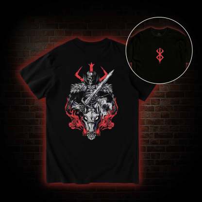 Skull Knight Back Print T-Shirt
