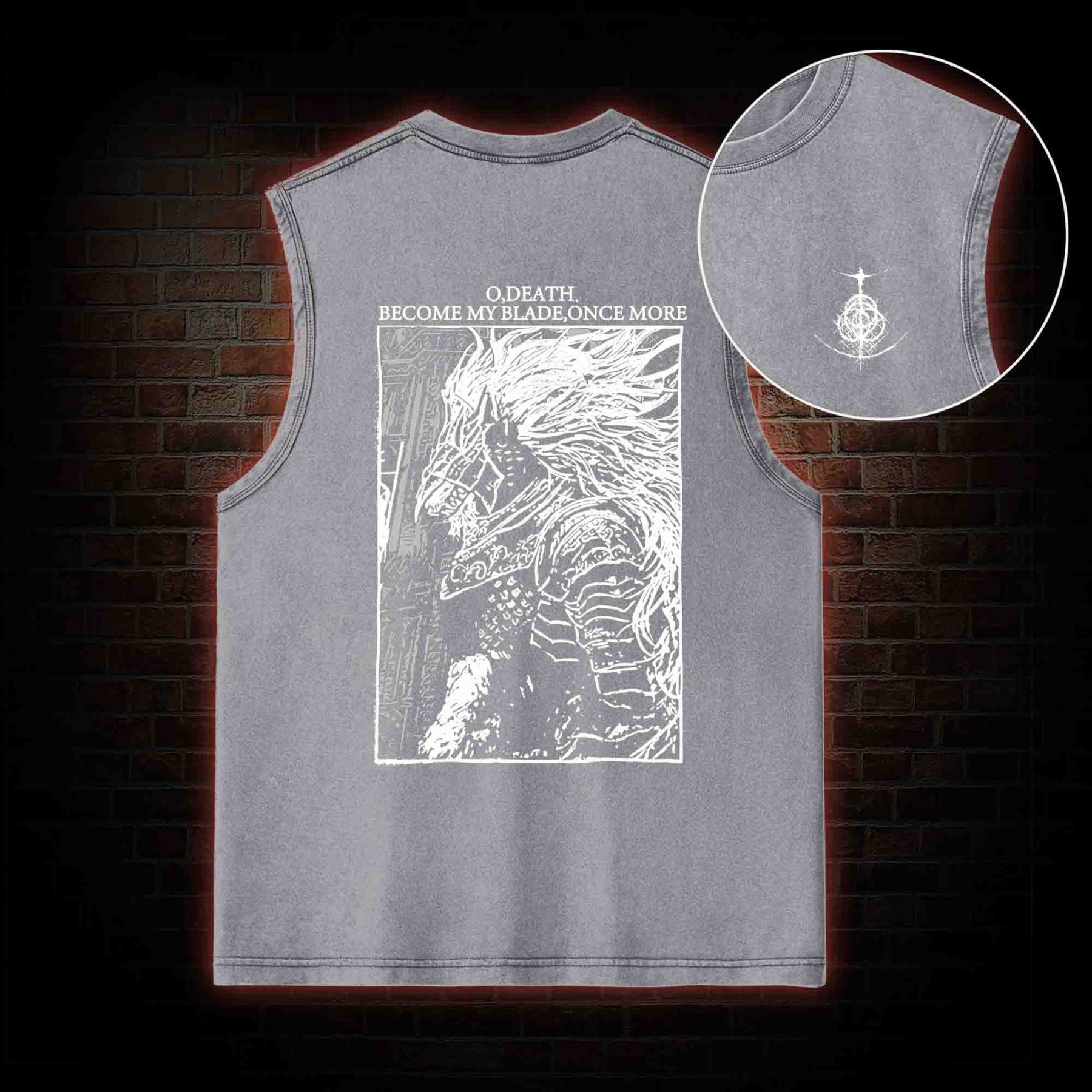 The Black Blade Back Print Washed Tank Top