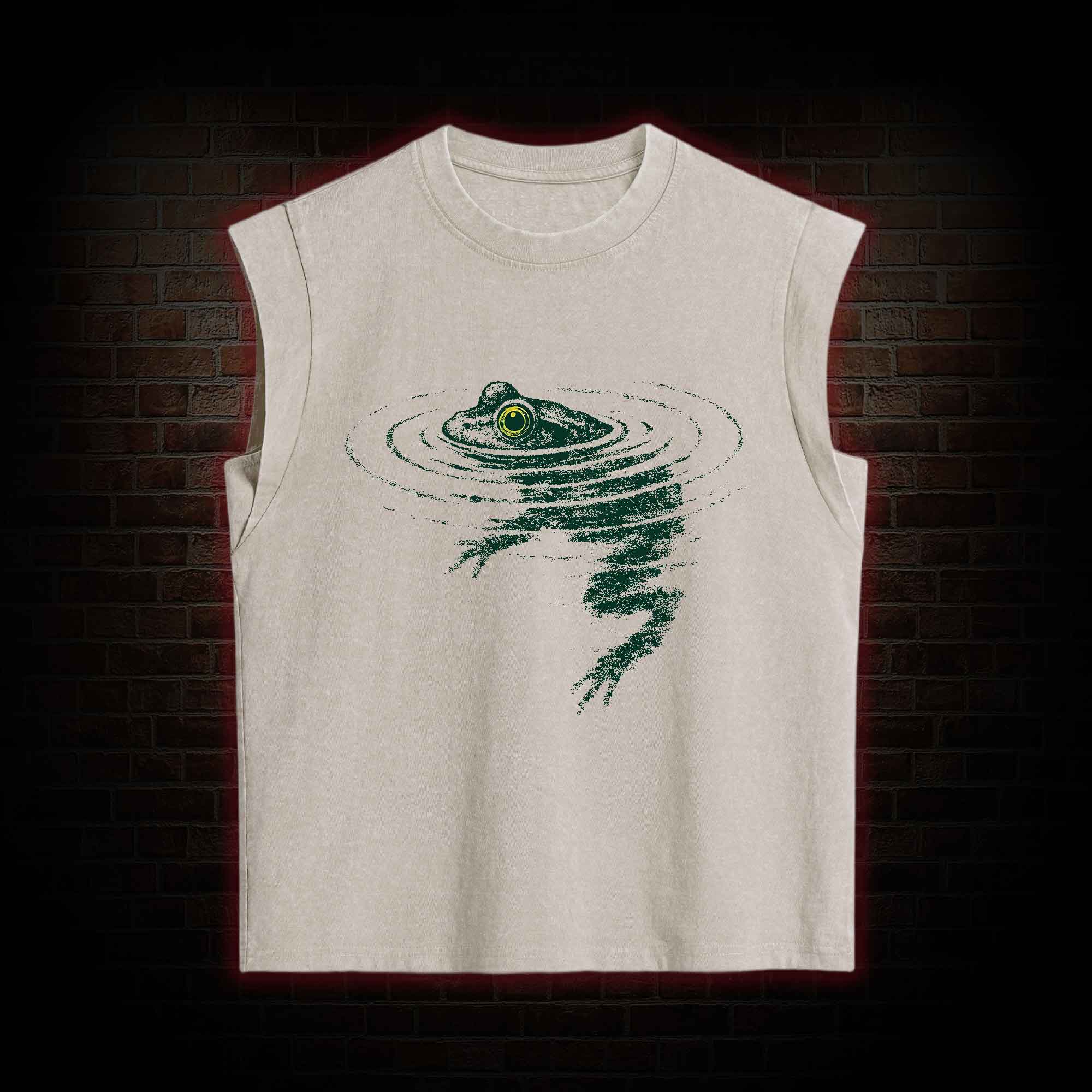 Frog Swimming Women's Washed Tank Top
