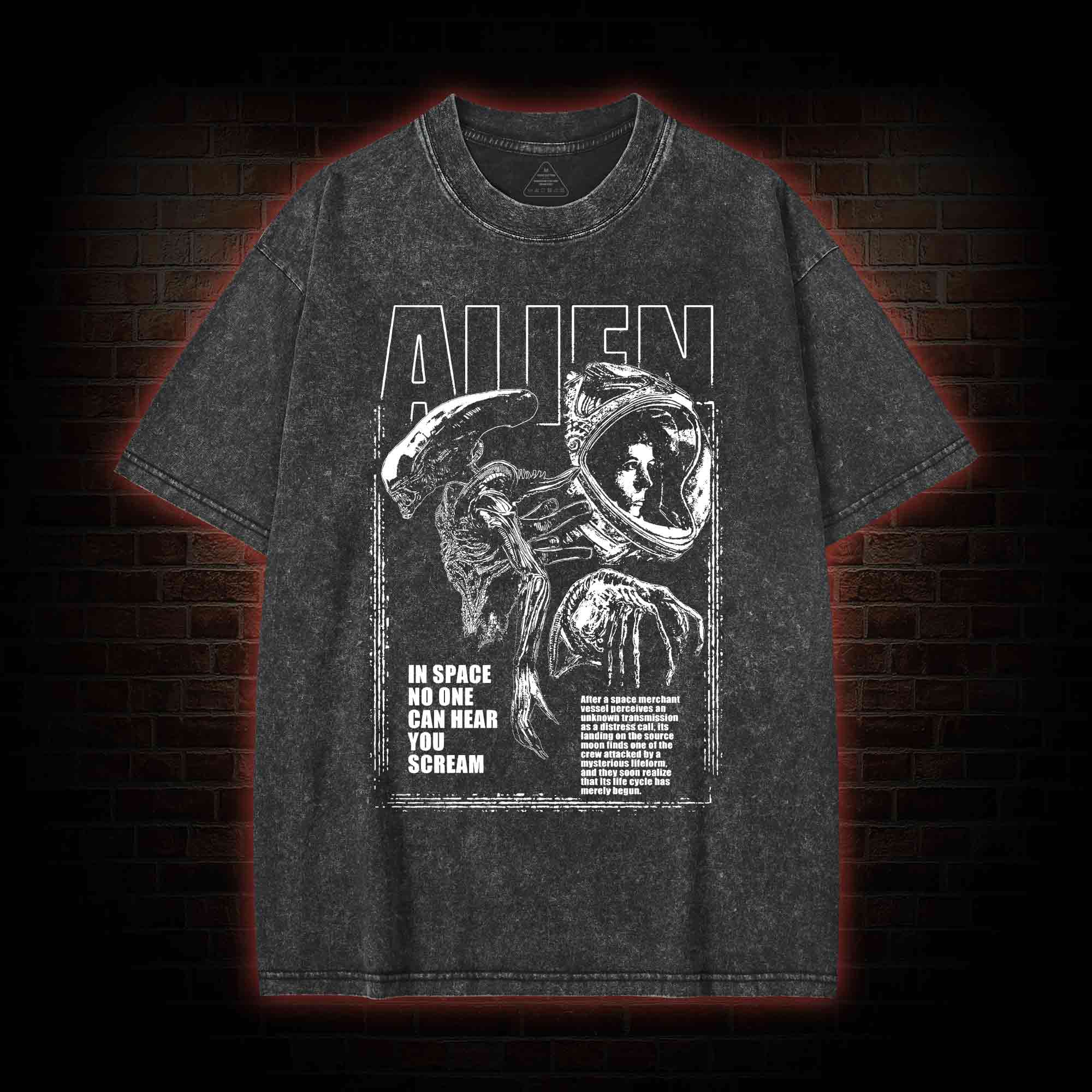 Alien Space Blk Washed T-shirt