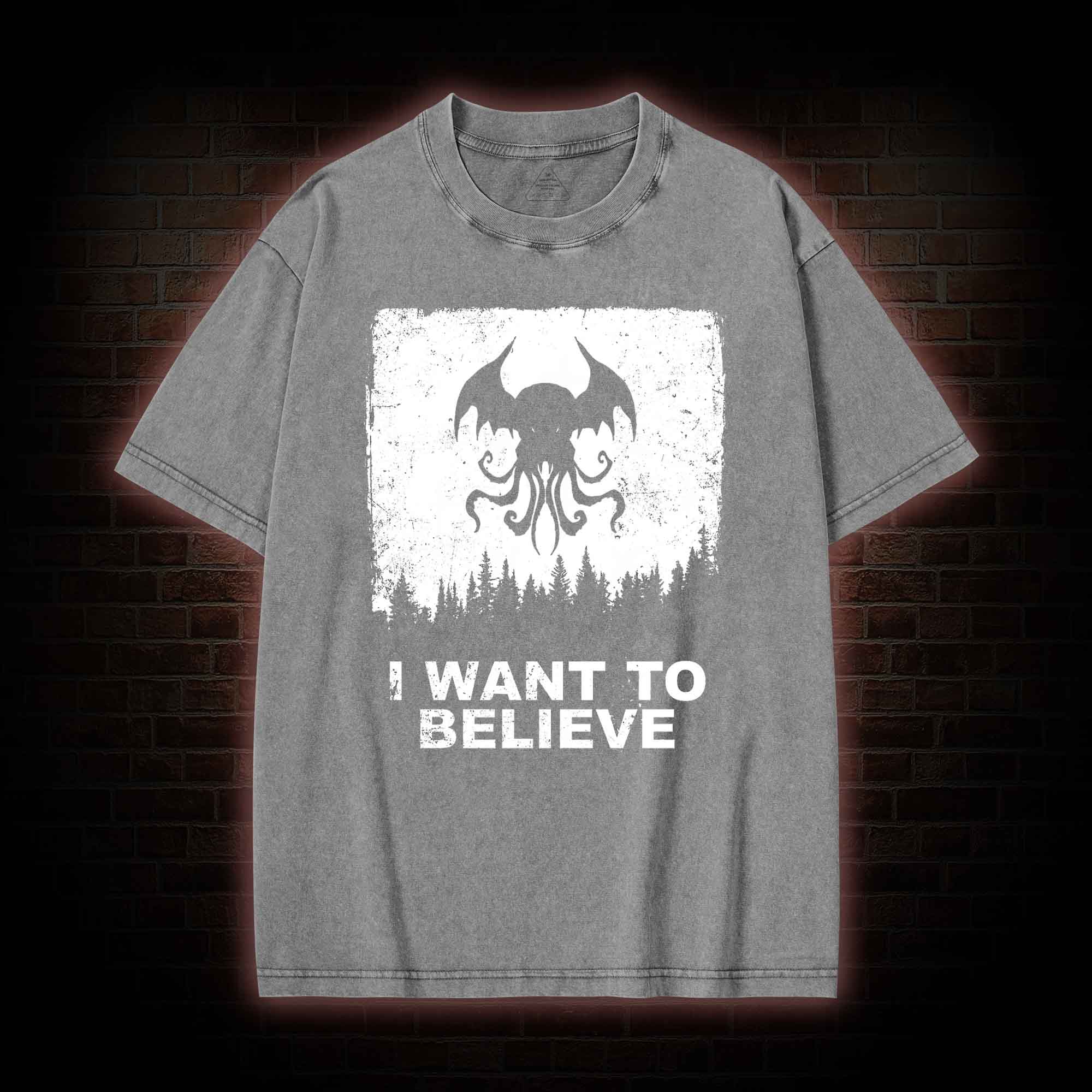 I Want to Believe in Cthulhu Washed T-shirt