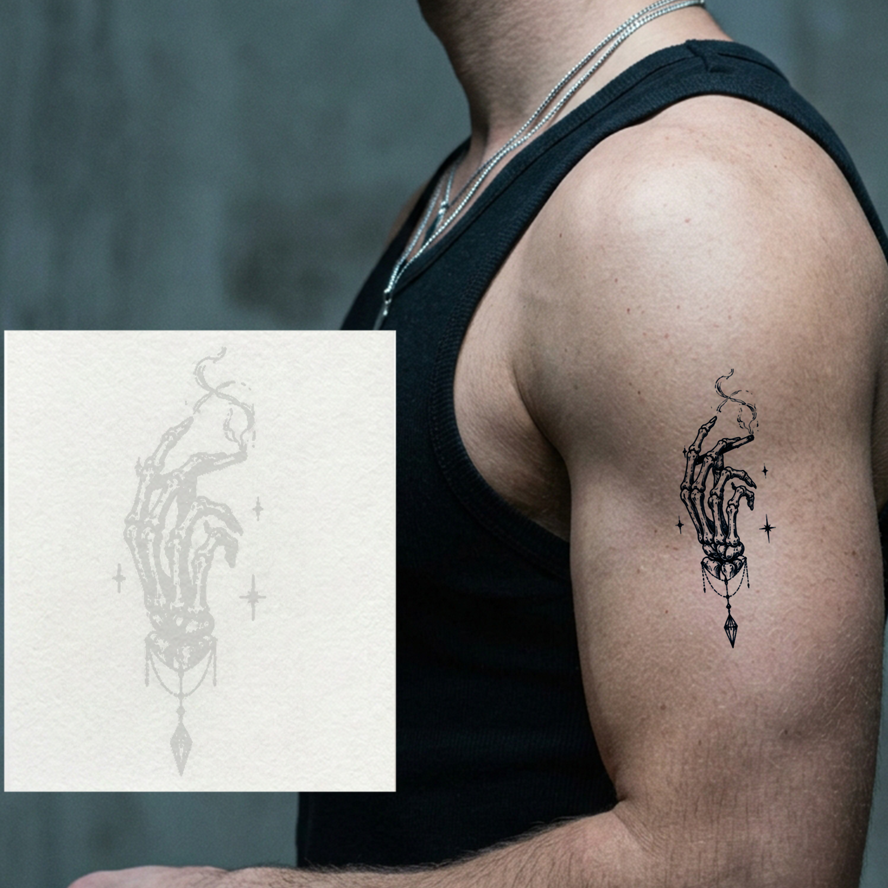 Smoking Bone Temporary Tattoo