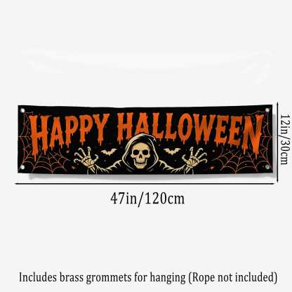 Ghostly Skeleton Happy Halloween Banner