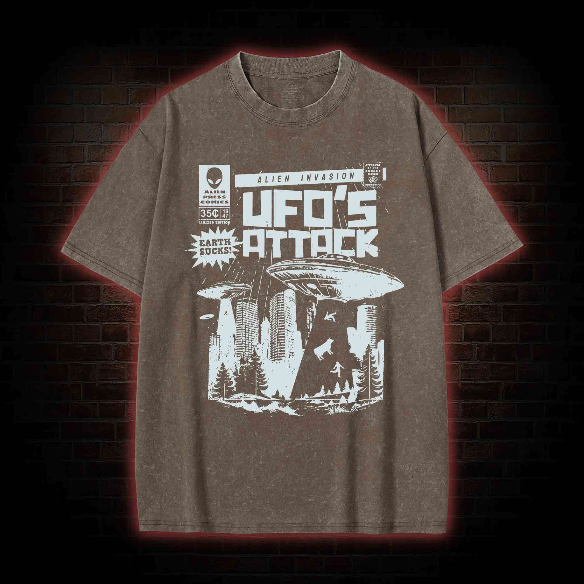 Ufo Attack Washed T-shirt