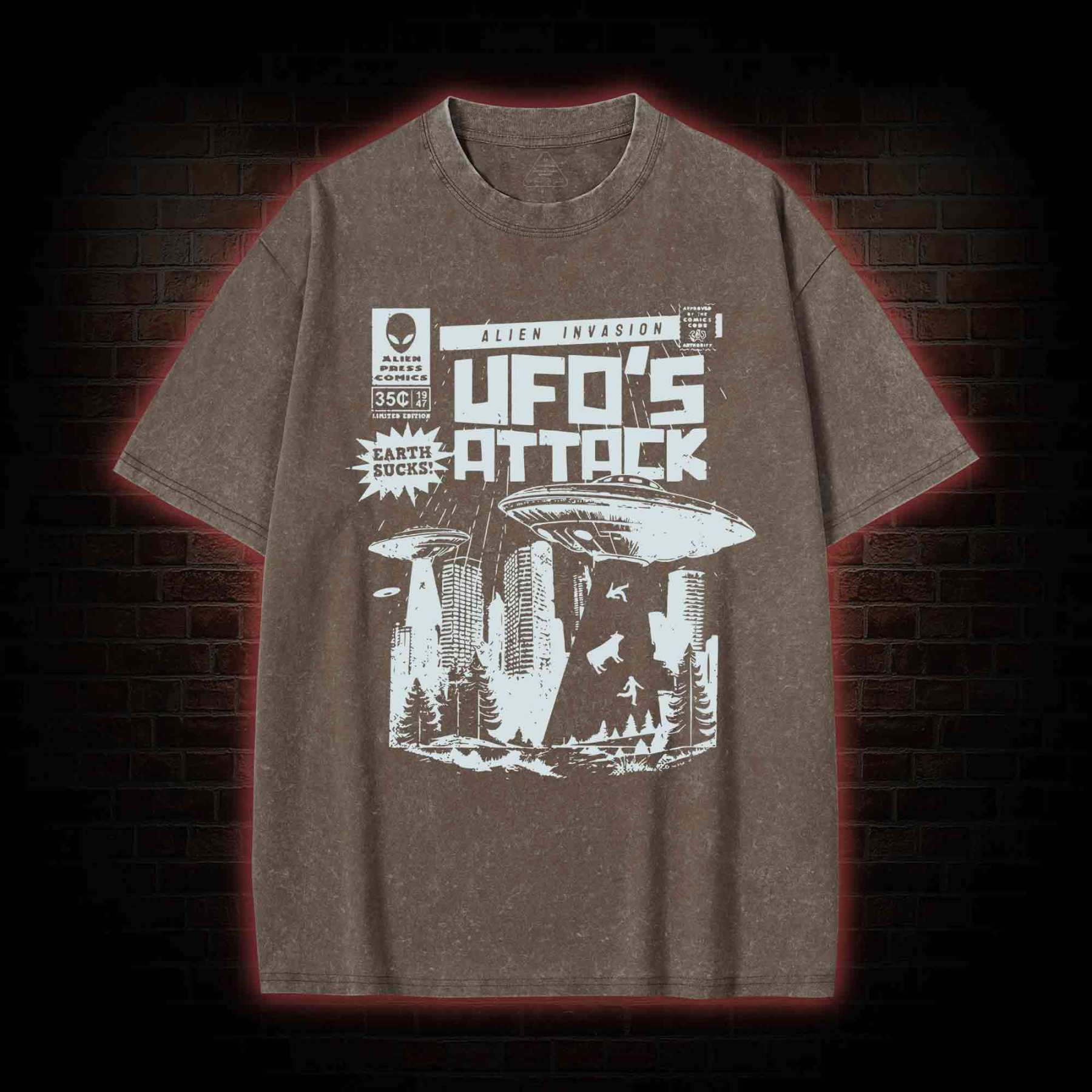 Ufo Attack Washed T-shirt