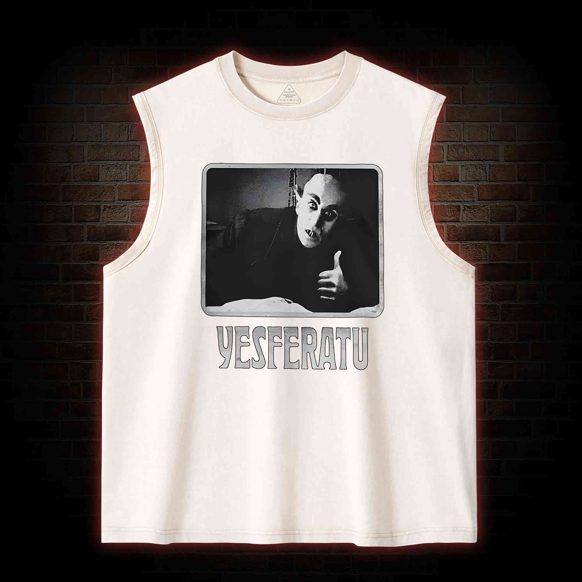 Yesferatu Funny Horror Retro Washed Tank Top