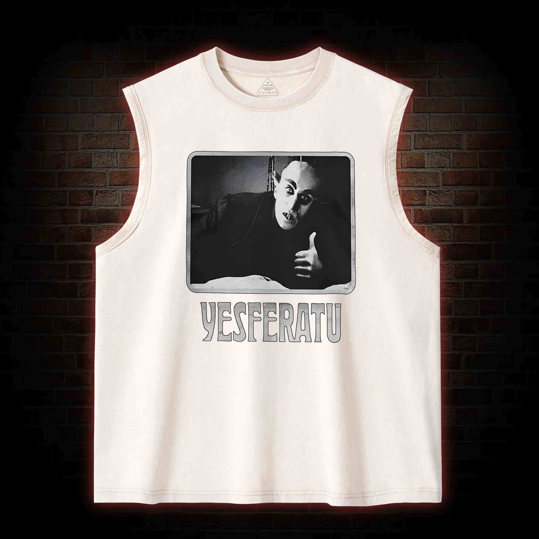 Yesferatu Funny Horror Retro Washed Tank Top