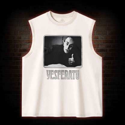 Yesferatu Funny Horror Retro Washed Tank Top