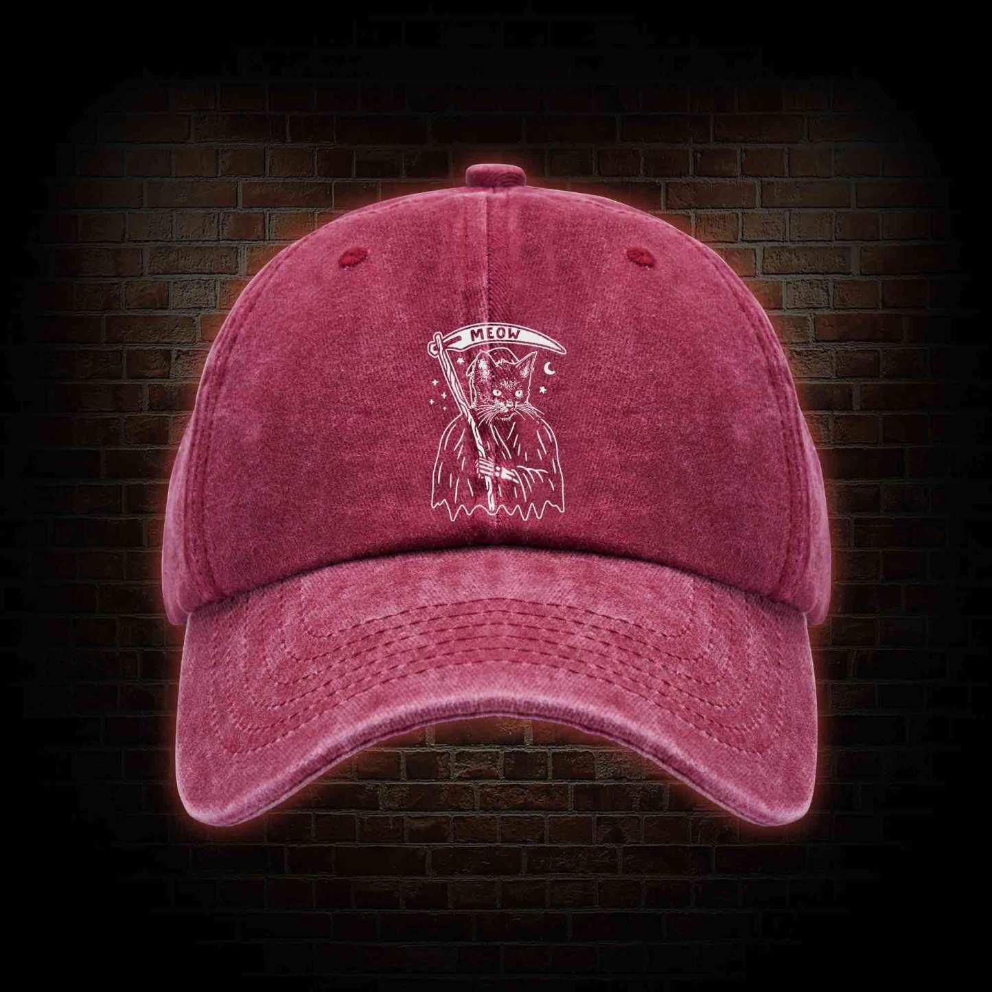 Death Meow Washed Vintage Baseball Cap